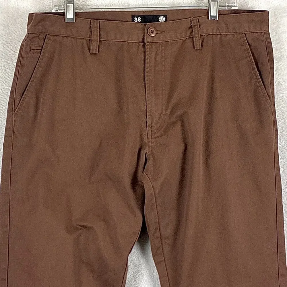 VTG Element Pants Men 36 Brown Jeremy Fish Twill Chino Preppy Skate Workwear Y2K